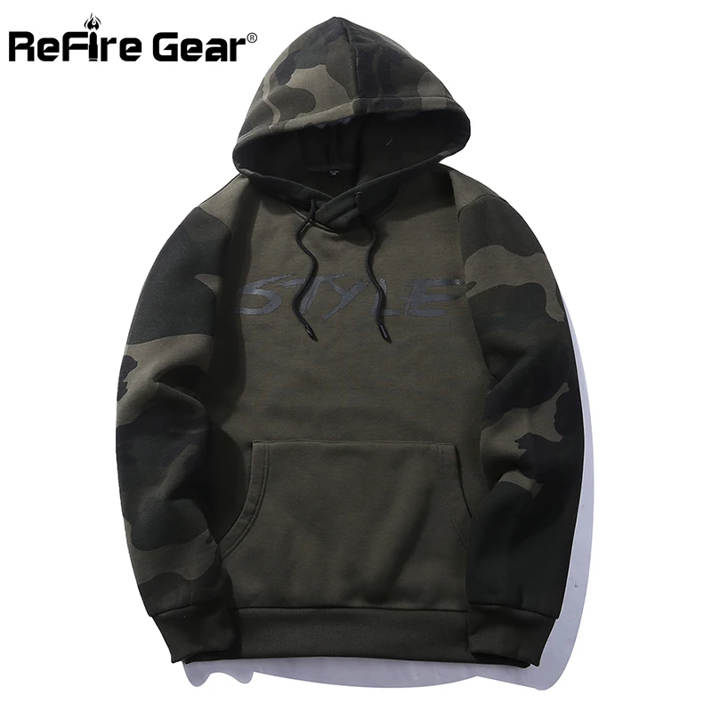 Мужской Камуфляжный свитер ReFire Gear повседневный флисовый с капюшоном в стиле