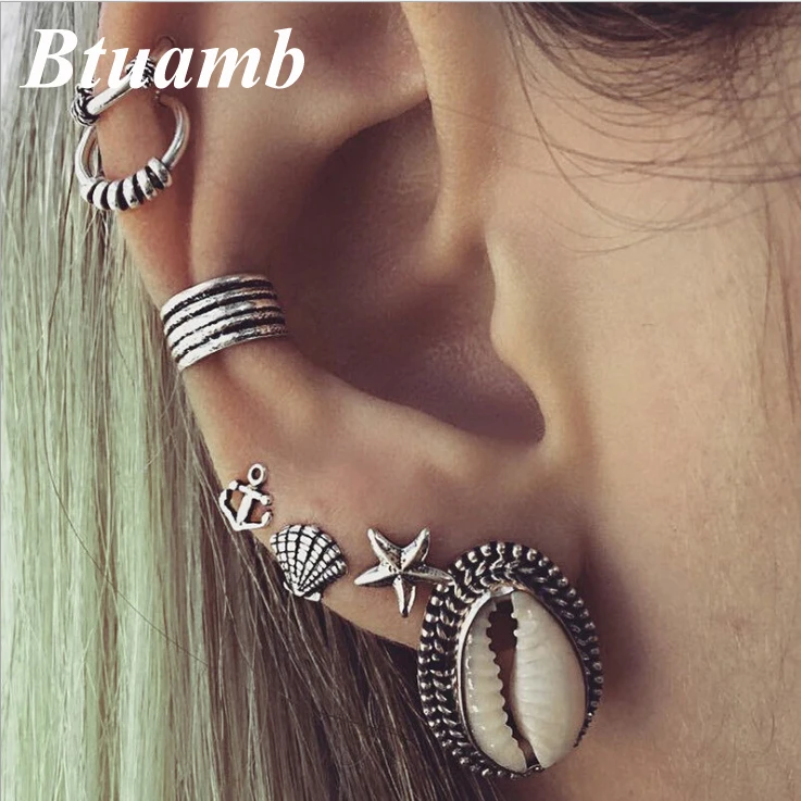 Btuamb 7 шт./компл. богемский Комплект сережек для женщин Bijoux Винтажный серебряный