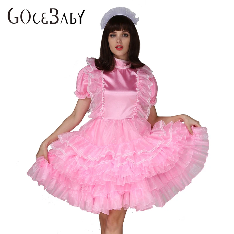 Женское атласное платье Sissy розовое с замком Униформа костюм для косплея - купить