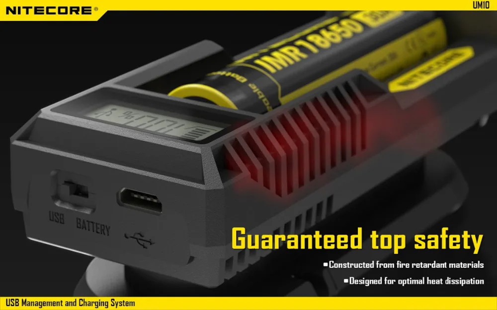 Nitecore UM10 Digital Smart USB Батарея Зарядное устройство Digi Зарядное устройство ЖК-дисплей Дисплей для 18650 17650 17670 RCR123A 16340 14500 литий-ионный Батарея