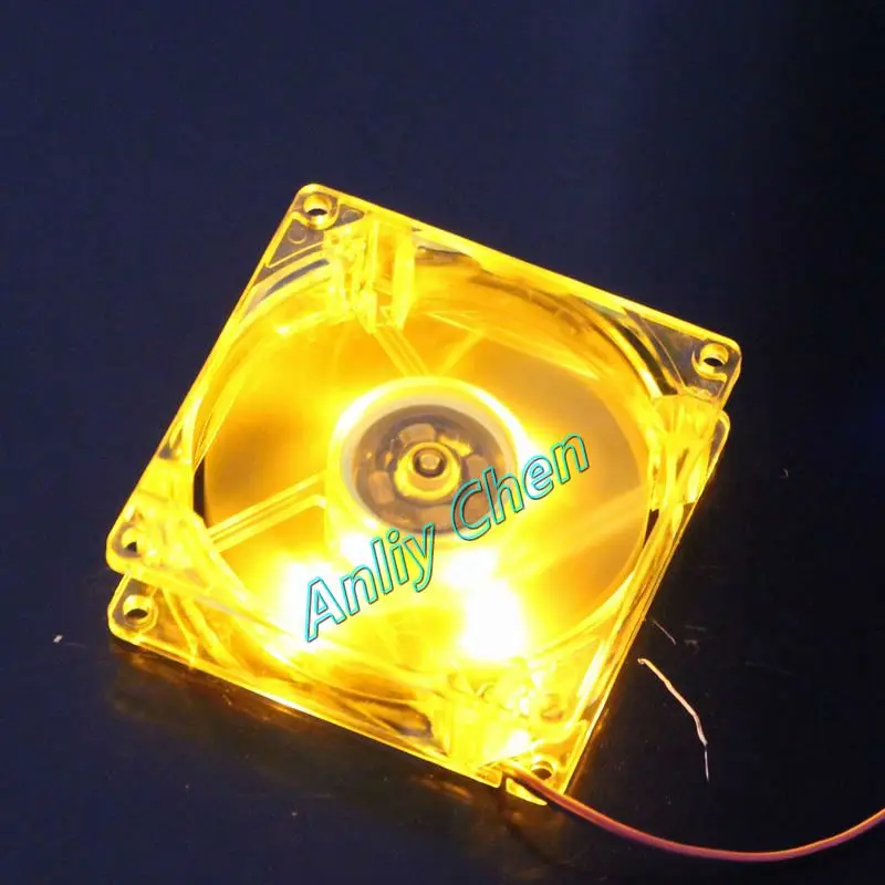 100 шт. в партии 80 мм 25 8 см DC 12 В 4 pin желтый LED охлаждающий вентилятор для ПК