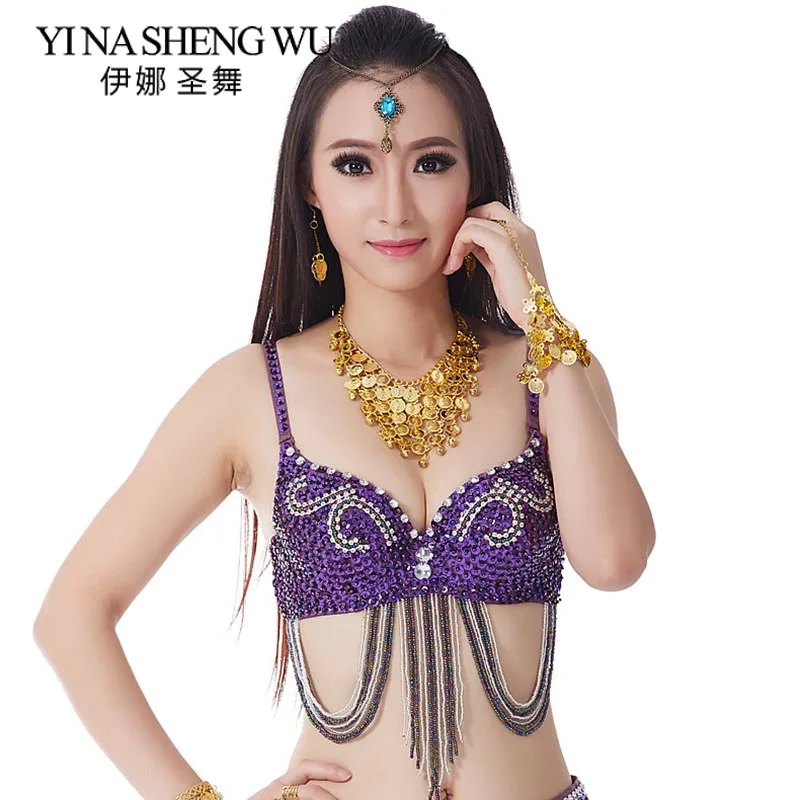 Новый нежный и элегантный бюстгальтер для танца живота топ с блестками висящий