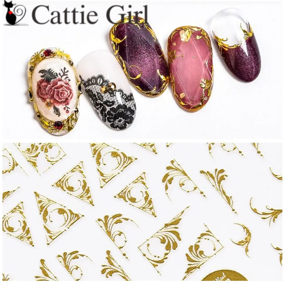 1 лист Золотой Лозы стикеры 3D на ногти Nail Art Переводные лозы дизайн ногтей японский стикер для ногтей тату Мода наклейки для ногтей