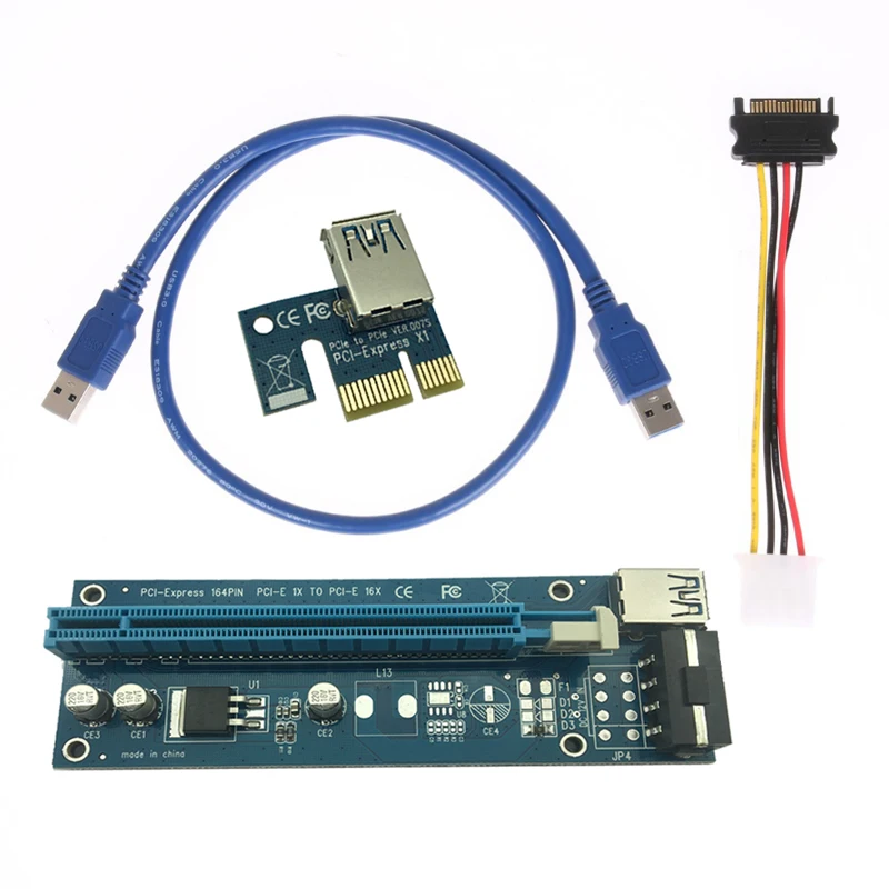 Переходник PCI-E Express от 1x до 16x 60 см USB 3 0 переходник pcie 1 4 usb для видеокарты Bitcoin Litecoin |