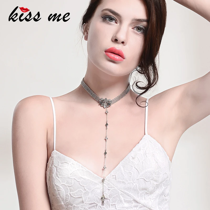 KISS ME, многослойное колье со стразами, ожерелье для женщин, новинка, Bijoux Maxi, массивное ожерелье, модное ювелирное изделие