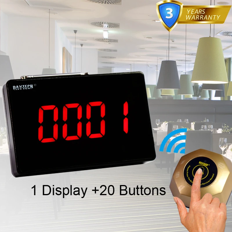 DAYTECH система вызова ресторанный пейджер официант сервис кнопка гость 1 дисплей и