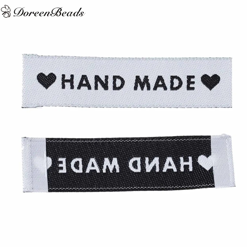 DoreenBeads 50 шт. тканые этикетки для одежды сумок шитья териленовые с принтом сделай