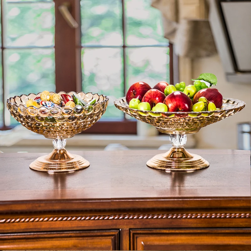 Европейская роскошная стеклянная искусственная тарелка украшения для дома