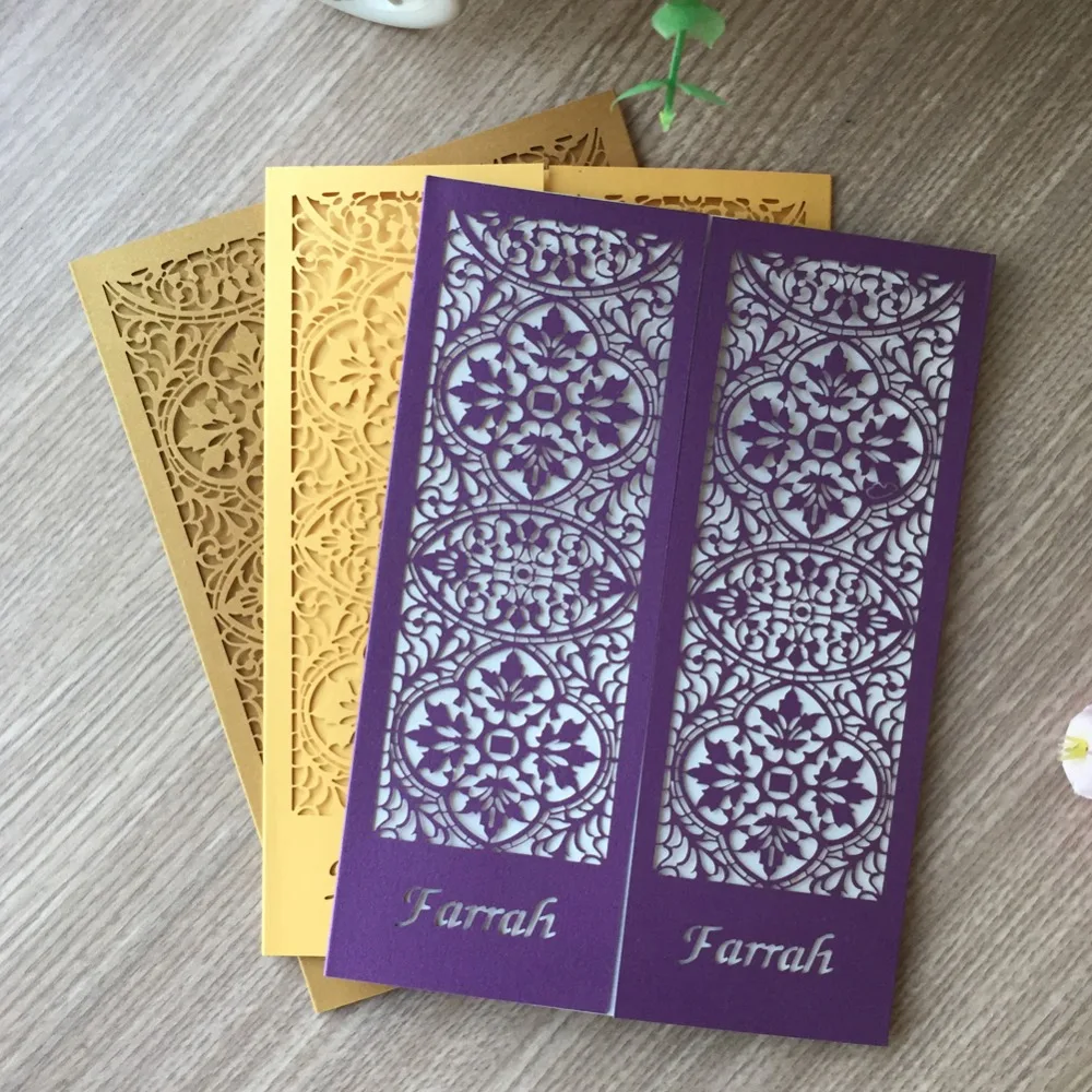 

50pcs Laser Cut Customized Name &date on personalized Wedding Invitation card for Children Happy Birthday Invitation Card Qj-302