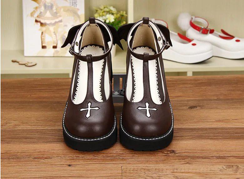 

Gothic Devil Wings Lolita Princess Shoes T-strap Round Head Shoes