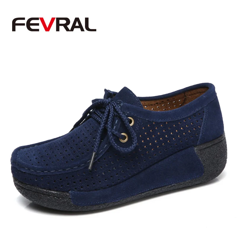 Dark Blue FEVRAL/женские лоферы на плоской платформе со шнуровкой Элегантные замшевые мокасины с бахромой повседневная женская обувь без шнуровки Мокасины с кисточками - Цвет: Dark Blue