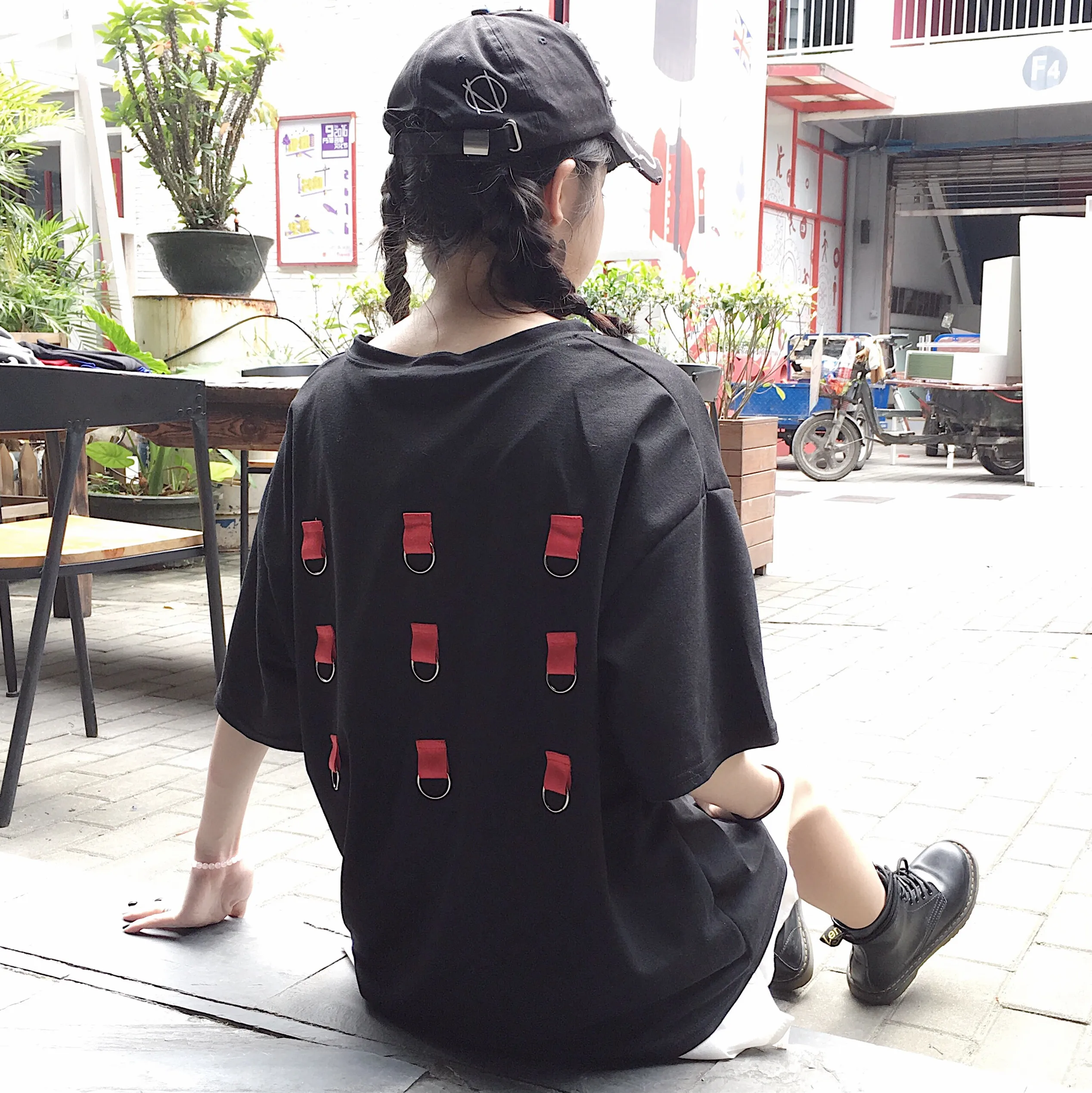 Футболка Femme 2019 летняя парная Одежда корейский Ulzzang Harajuku Личность кольцо женская