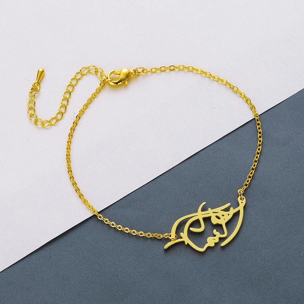 Браслеты Kinitial из нержавеющей стали для женщин шармы с сердечком в виде