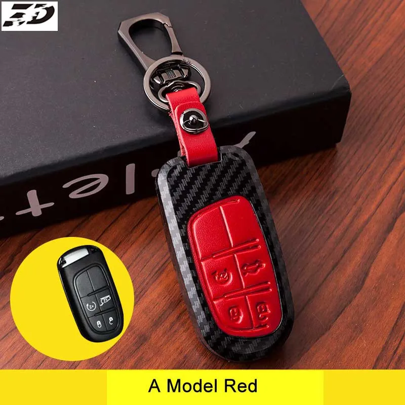 Кожаный чехол для ключей из углеродного волокна Jeep Grand Cherokee Compass Patriot Dodge Journey Chrysler