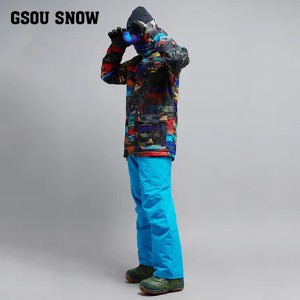 Новый GSOU SOWN. Мужской лыжный костюм водонепроницаемый ветрозащитный дышащий