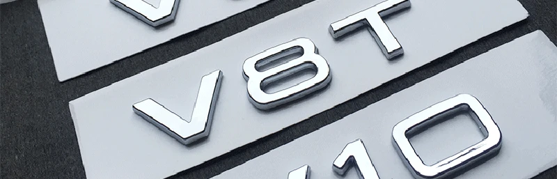 V6T V8T V10 V12 W12 для Audi TT RS7 SQ5 A8L с изображением букв и цифр эмблема глянцевый чёрный для автомобильного стайлинга крыло магистральному Знак логотипа Стикеры