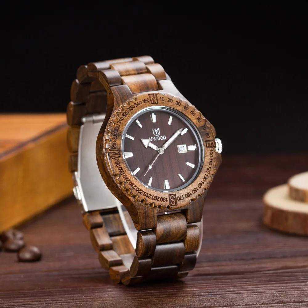 Новые модные светящиеся мужские деревянные часы художественные ручной работы из