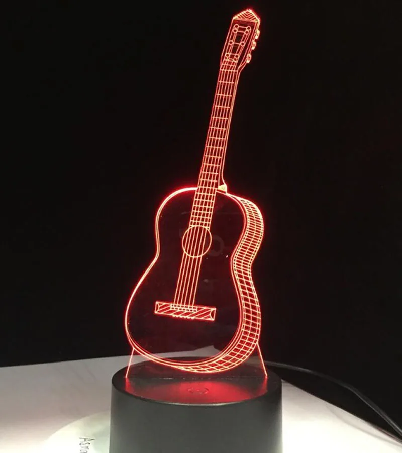 BOCHSBC 3D электрическая музыкальная гитара акриловый ночник сенсорный 7 цветов Изменение Настольная лампа для спальни прикроватные украшения светодиодный лампы