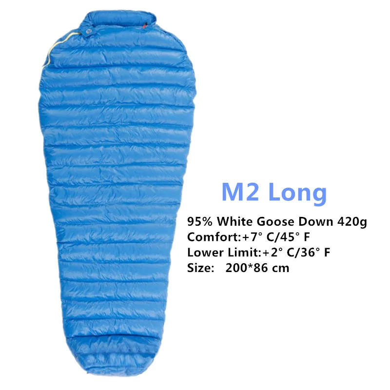 M2 Long 420G Blue AEGISMAX уличный кемпинговый ультра-светильник для мам 95%, 800FP, спальный мешок на гусином пуху, весенний, осенний, зимний тент, светильник, спальный мешок - Цвет: M2 Long 420G Blue