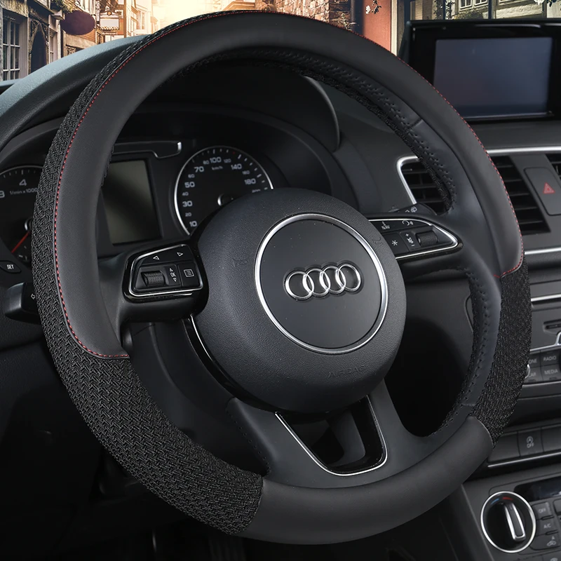 

PU Leather Universal Car Steering-wheel Cover 38CM Car-styling Sport Auto Steering Wheel Covers Anti-Slip Automotive Accessories