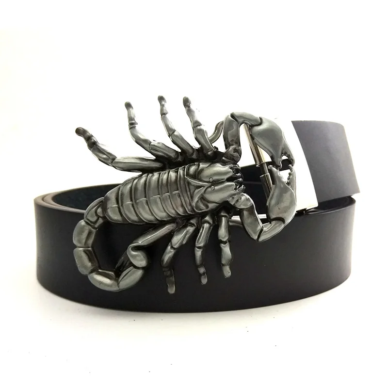 Дизайнерские ремни мужские высокого качества черный pu кожаный ремень с 3D пояс с украшением в виде скорпиона пряжка металлическая большая пряжка ремни для мужчин