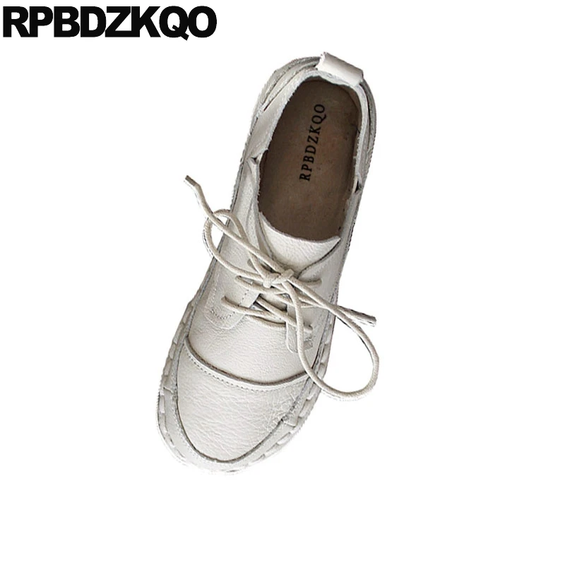 Туфли женские с круглым носком удобная обувь на плоской подошве повседневная