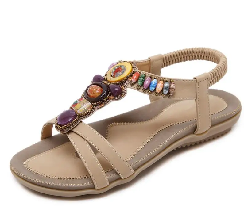 Новинка летние женские повседневные эластичные сандалии на плоской подошве