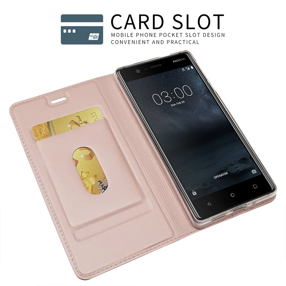 Роскошный чехол книжка на магнитной застежке из натуральной кожи для Nokia 8/ 3/ 2/5/6