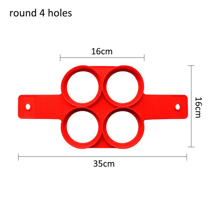 round 4 holes 4 отверстия/7 отверстий антипригарная блинная машина Пищевая силиконовая форма для выпечки Аксессуары для выпечки формы для торта инструменты для приготовления яиц - Цвет: round 4 holes