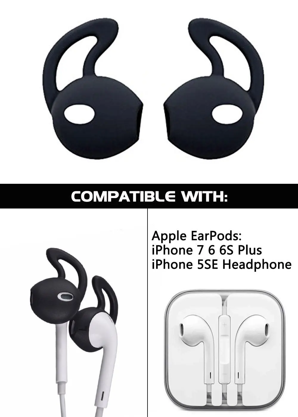 Ear Gel for Apple iPhone Earpod Cover Anti-Slip Silicone Soft Replacement Sport Earbud 7 / 6S 6 Plus 5S 4 Pairs | Электроника