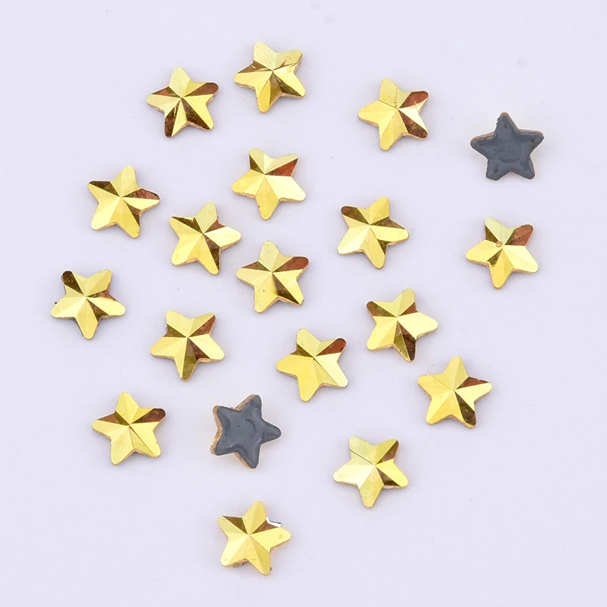 10pcs Gold flat back shaped nail rhinestones stars teardrop designs hot fix strass art ongle crystals accessories TBL1 | Красота и
