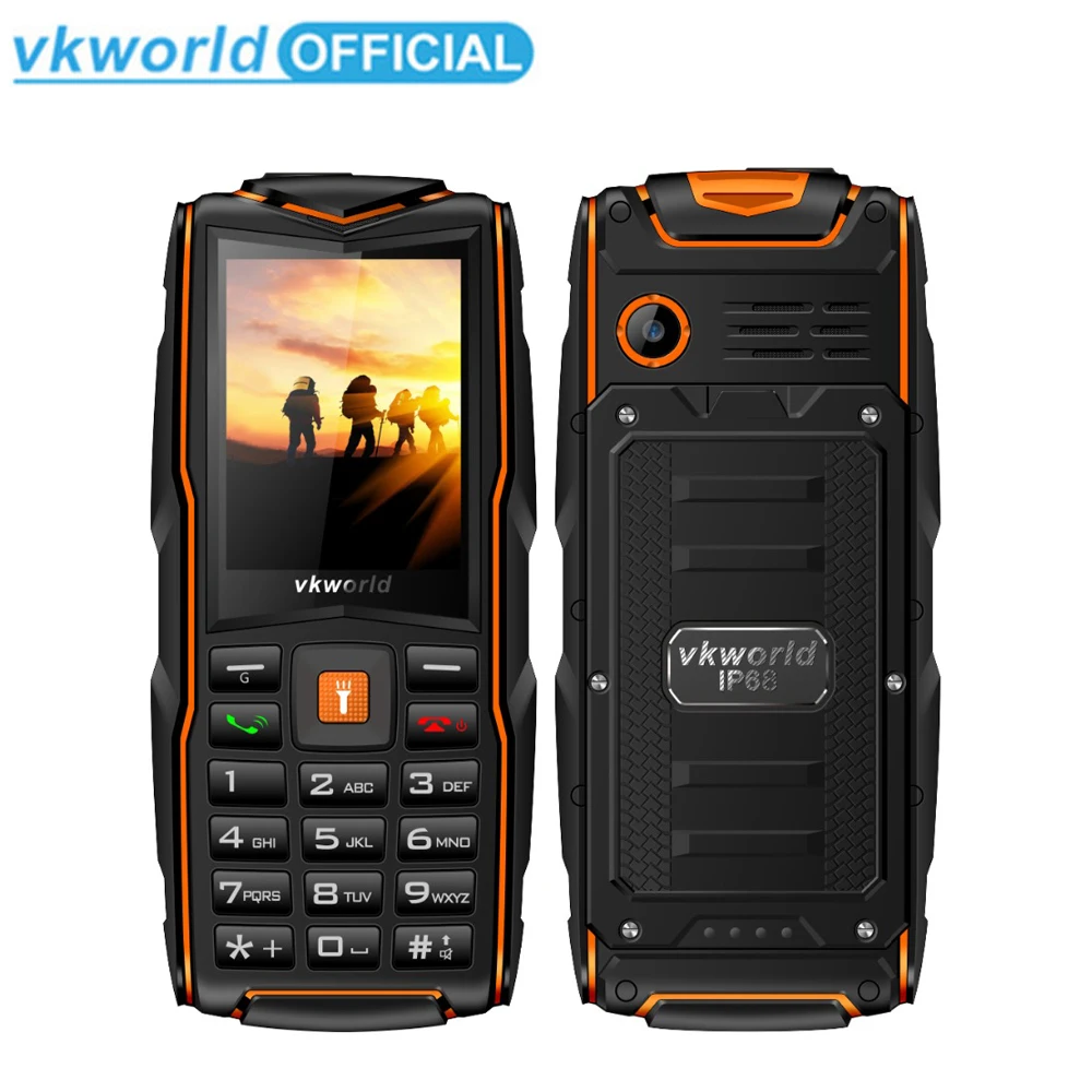 VKWorld камень V3 IP68 Водонепроницаемый 2,4 дюймов 3000 мАч мобильный телефон GSM FM Русская клавиатура 3 слота для sim-карт флэш-светильник мобильный телефон