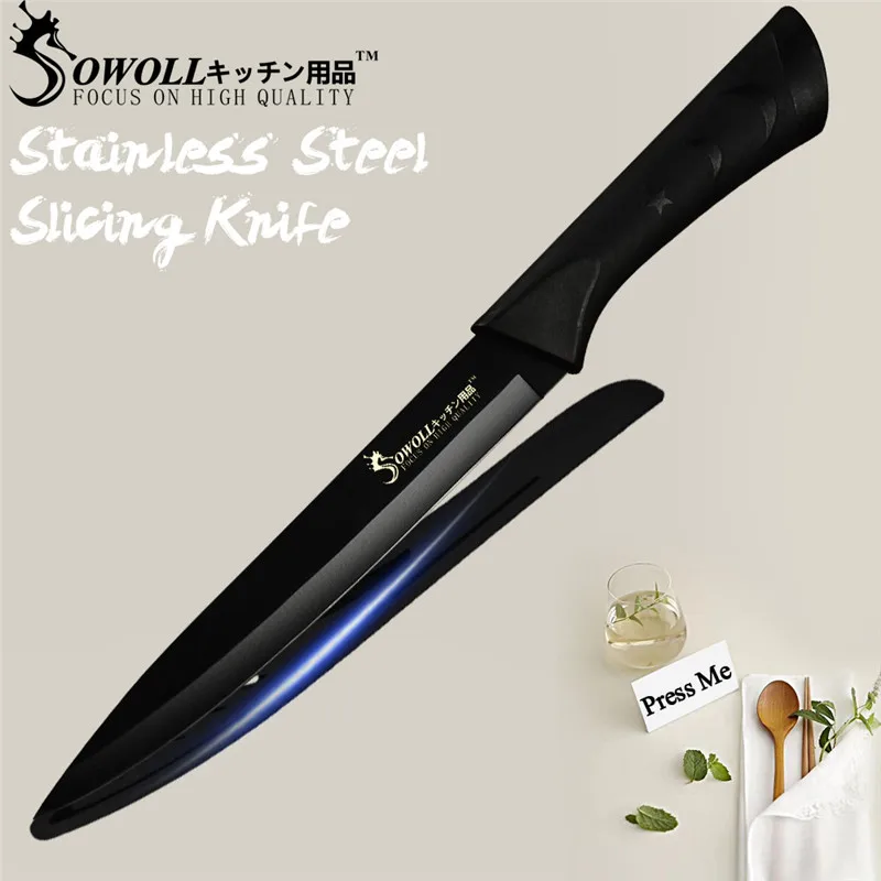 C.8 inch Slicing Sowoll Превосходное качество 7Cr17 набор кухонных ножей из нержавеющей стали ножницы Держатель ножей японские кухонные ножи инструменты 8 шт. набор - Цвет: C.8 inch Slicing