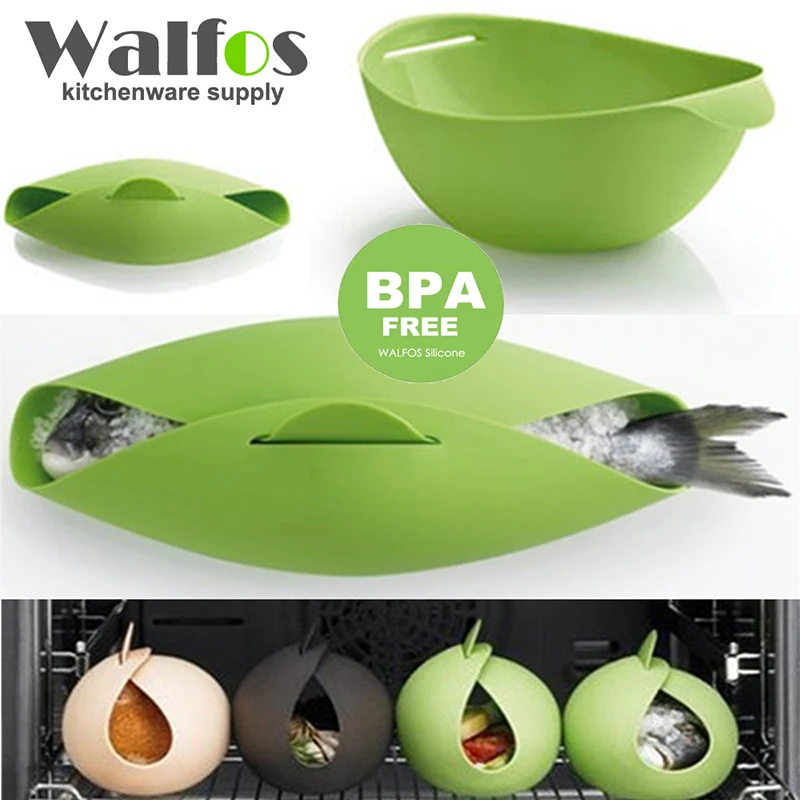 

Walfos 1 Pcs Kitchen Microwave Oven Steamer Soft-paste Silicone Folding Bowl Baking Fish Steam Roaster Bread Food Tool