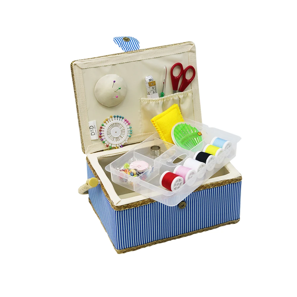 Швейная корзина ручной работы с бесплатным набором для шитья аксессуары
