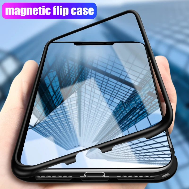 Case For iPhone X XS/XS MAX XR Magnetic Adsorption Coque 6 6S 7 8 Plus Clear Tempered Glass Cover Back Metal Cases |