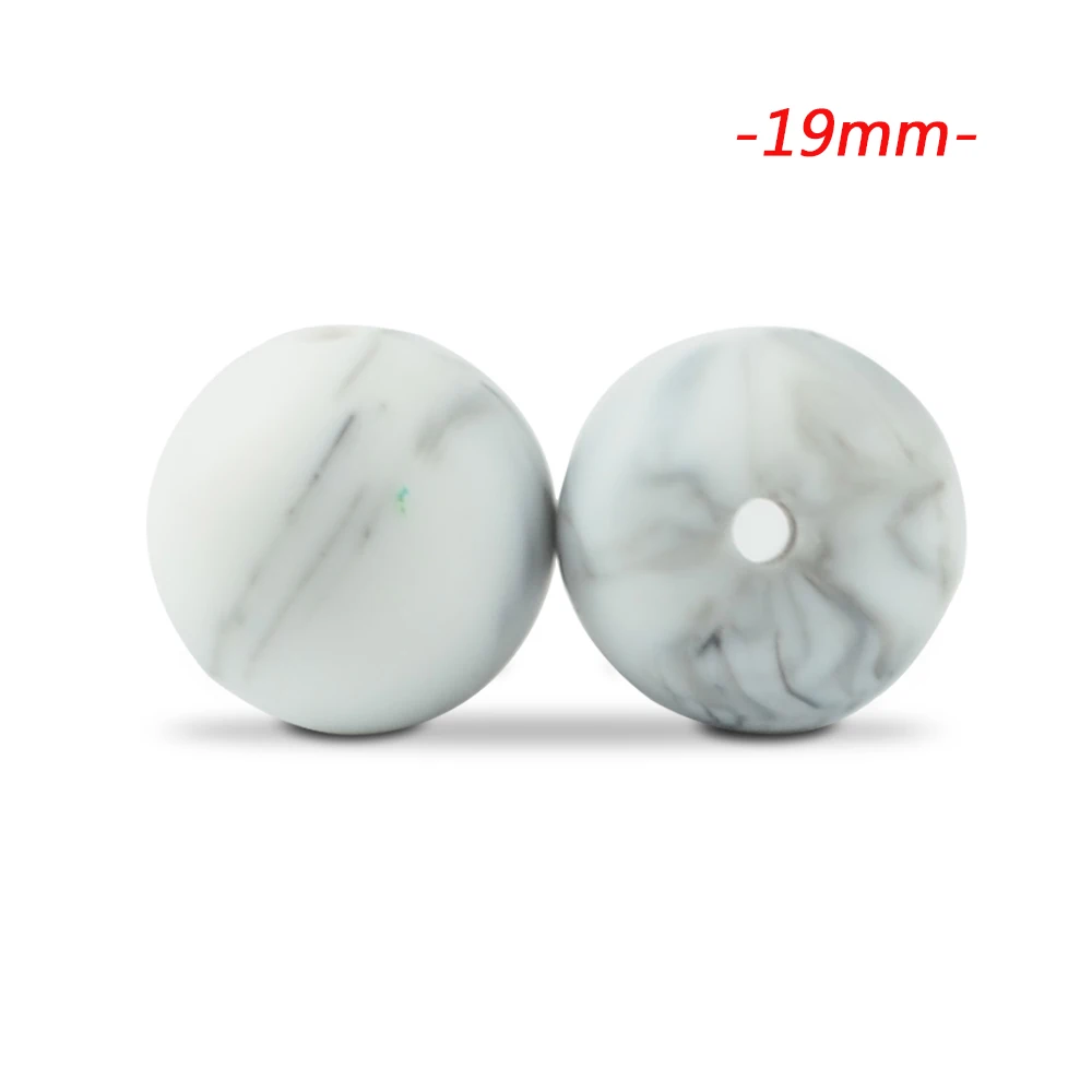 marble LOFCA 10 шт силиконовые бусины 19 мм круглые Детские Прорезыватели без бисфенола пищевая детская игрушка DIY ювелирные изделия ожерелье аксессуары для кормления - Цвет: marble