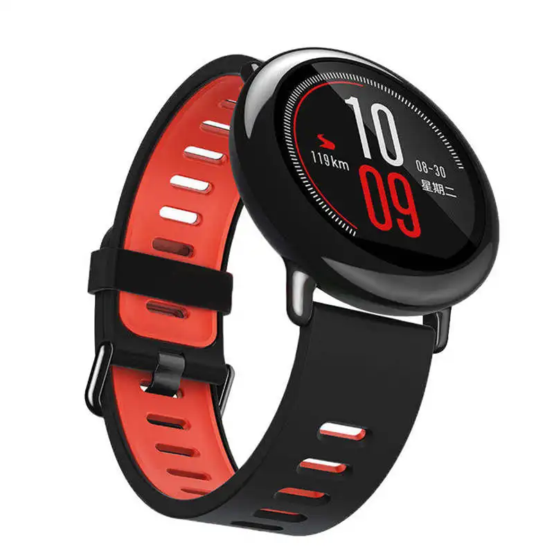 Black red Ремешок на запястье 22 мм спортивные силиконовые полосы для Xiaomi Huami Amazfit Bip BIT PACE Lite Молодежные умные часы сменный ремешок умные часы - Цвет ремешка: Black red