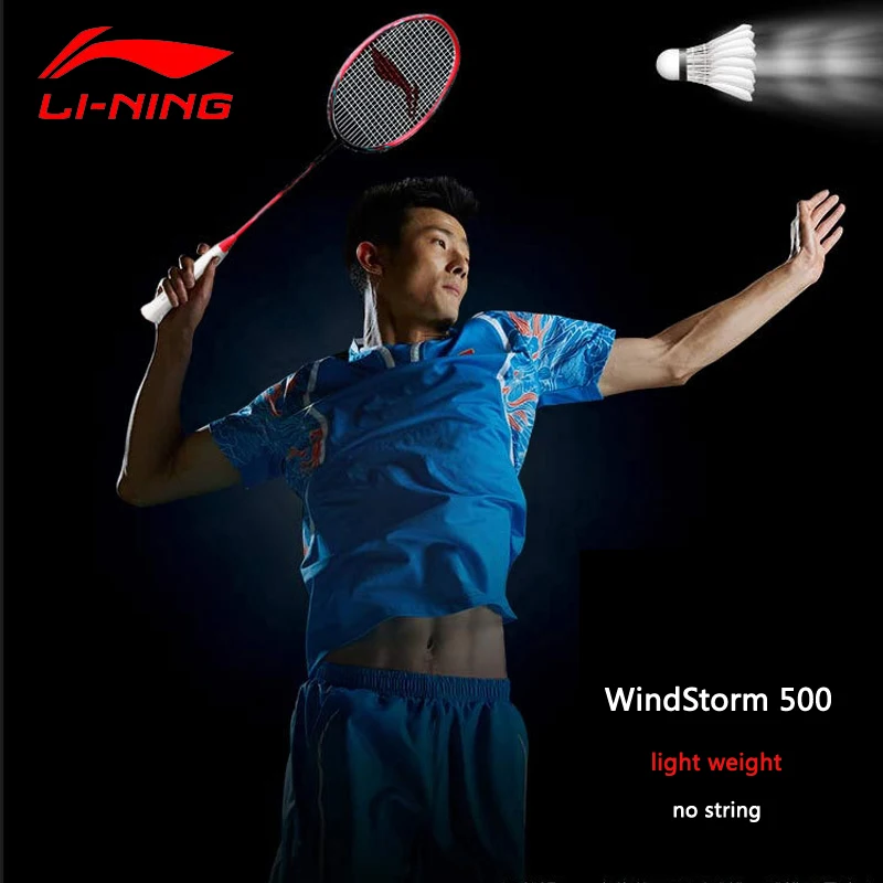 Li-Ning WindStorm 500, защитный светильник для ракетки для бадминтона, вес, углеродная подкладка, одиночные спортивные ракетки AYPM004 EOND18