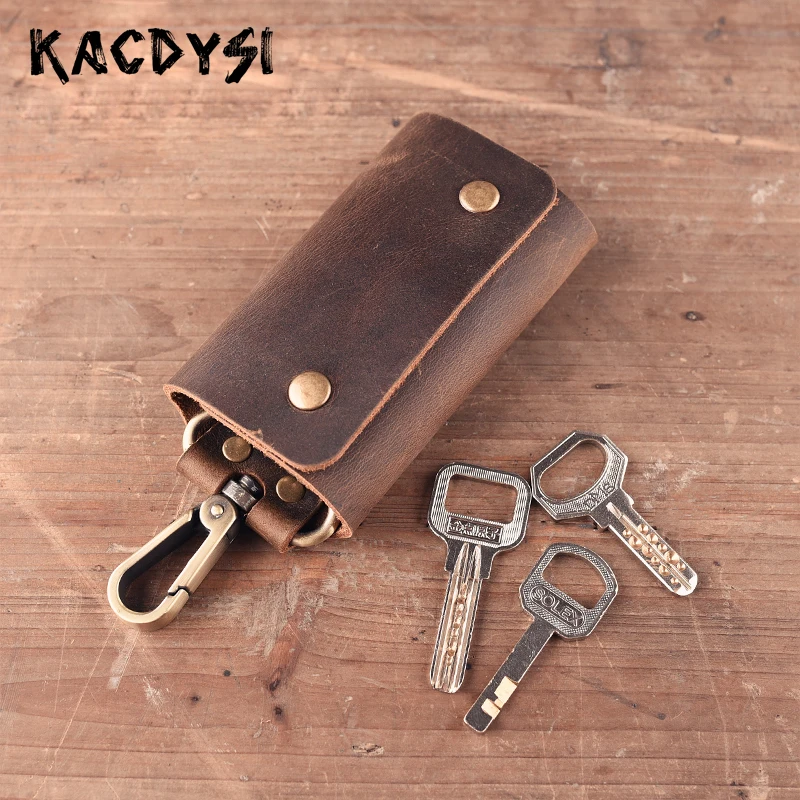 Ретро Crazy Horse, мужской кошелек из воловьей кожи для ключей, дизайнерский ручной поясной подвесной мешочек с брелоком, сумка, Мужской чехол для ключей, органайзер для ключей