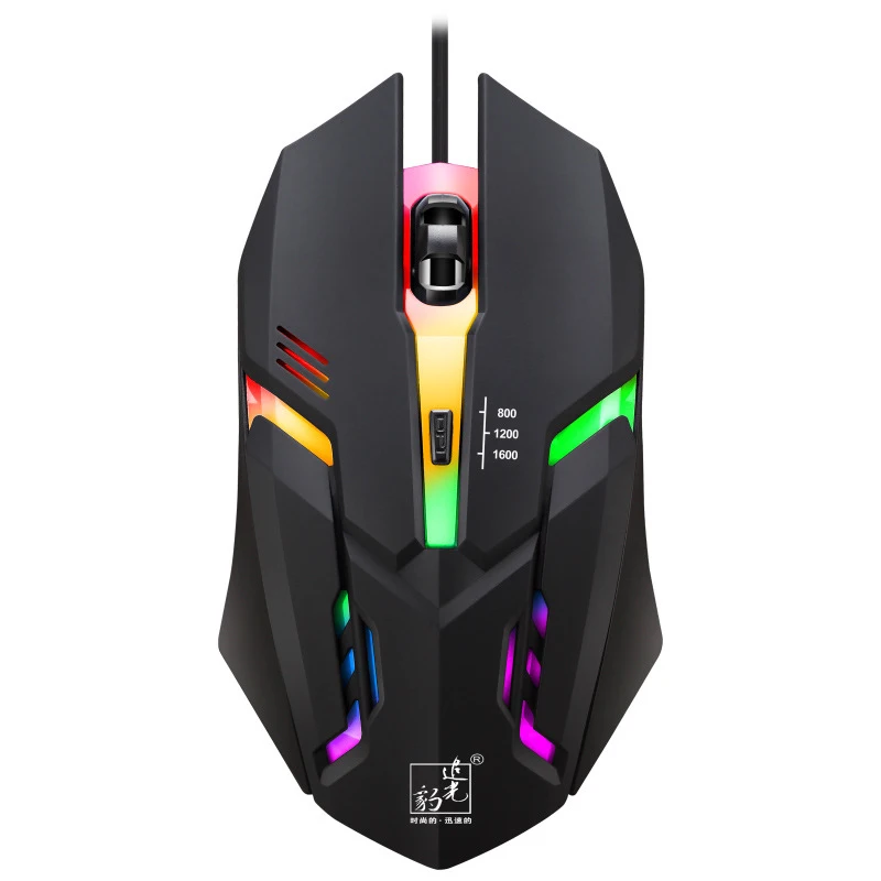 

Цветная (RGB) Подсветка игровой Мышь 1600 Точек на дюйм 4 программируемых кнопок USB Проводная мышь для LOL Game Player для портативных ПК