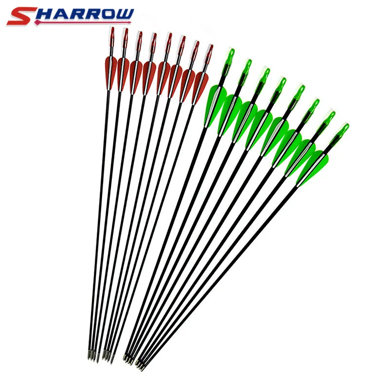 

12/24 Pcs 80cm Archery Fiberglass Arrows Bow Arrow Shooting Hunting Recurve Bow Accessory