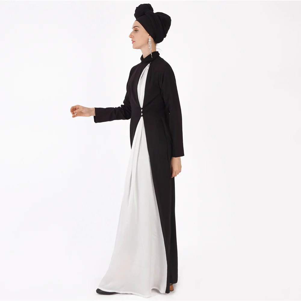 Мусульманское Макси платье Элегантная абайя Черная Женская Марокканская Дубай