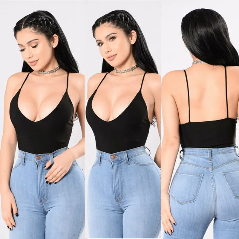 1 шт. сексуальный женский топ без рукавов с низким вырезом Летний жилет