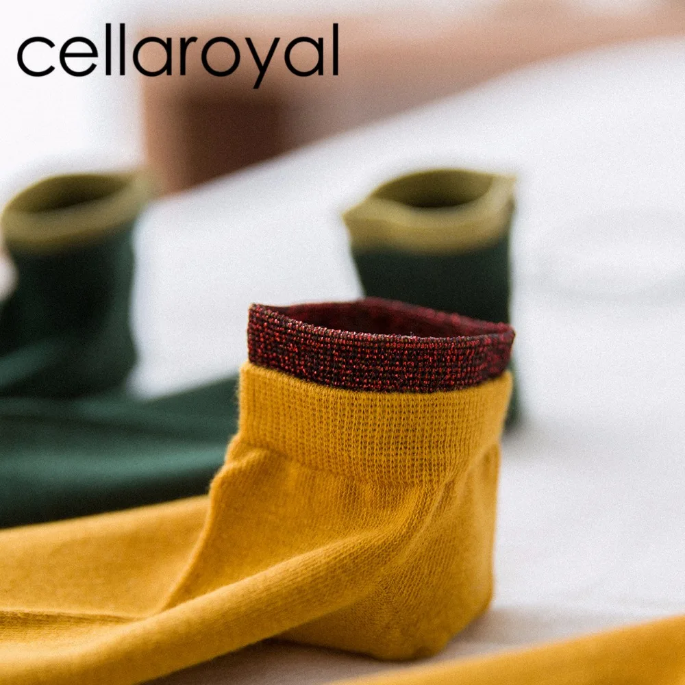 Cellaroyal Для женщин носки хлопок Мода Женские Ретро цвета: золотистый серебристый