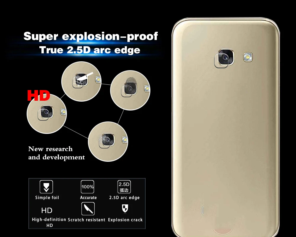 Стеклянная пленка для объектива задней камеры Samsung Galaxy A3 (2017) A3200 SM-A320F защитная -