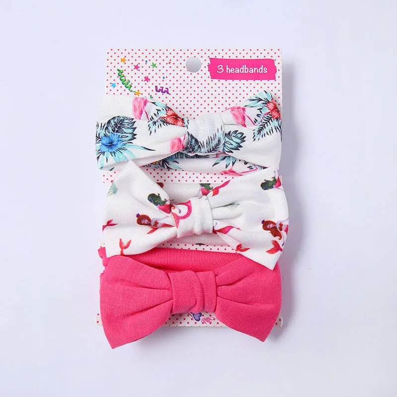 Style 1 D 3 шт./лот, новые летние повязки на голову для маленьких девочек, цветочные банты, цветочные аксессуары для волос для новорожденных, Детская повязка на голову из мягкого нейлона, эластичная повязка на голову - Цвет: Style 1 D