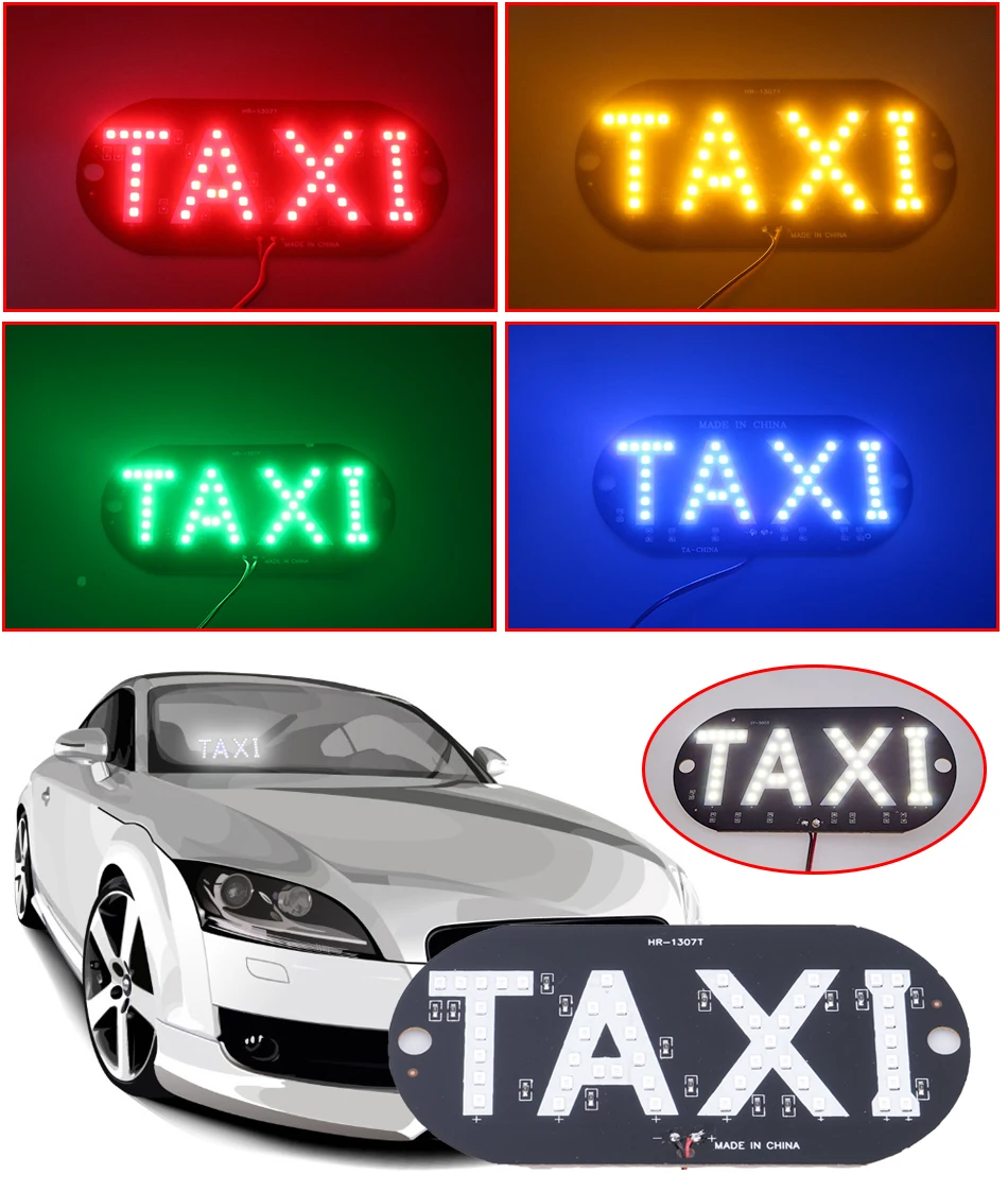 1Pcs 12V LED Taxi Display Signal Indicator Lights Cab Top Sign Windshield LED lamps for cars For KIA/Lada/Renault/Ford/Toyota