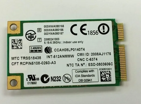 ,      Intel Wi-Fi Link 5100 Mini PCI-E Card 512AN 300 / 802, 11 ABGNE