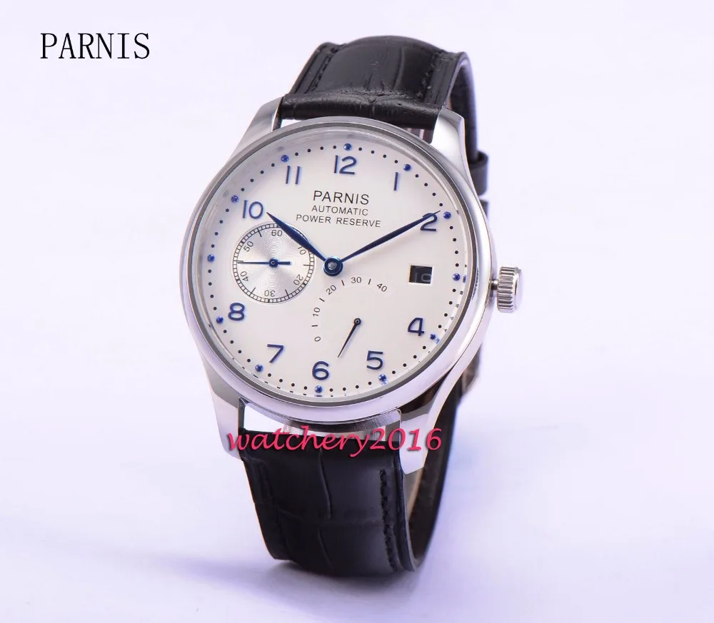 Мужские часы Parnis с белым циферблатом и регулировкой даты 43 мм|watch men|watch men watchwatch watch